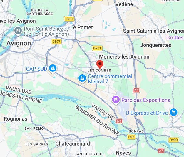 Carte de localisation des studios à Avignon Montfavet